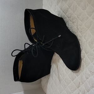 Fergie Wedge Ankle  Black Suede Ankle Boots Size 9